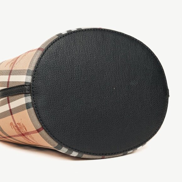 Burberry Small Lorne Haymarket Check Leather-Trim Bucket Bag - Picture 5 of 13